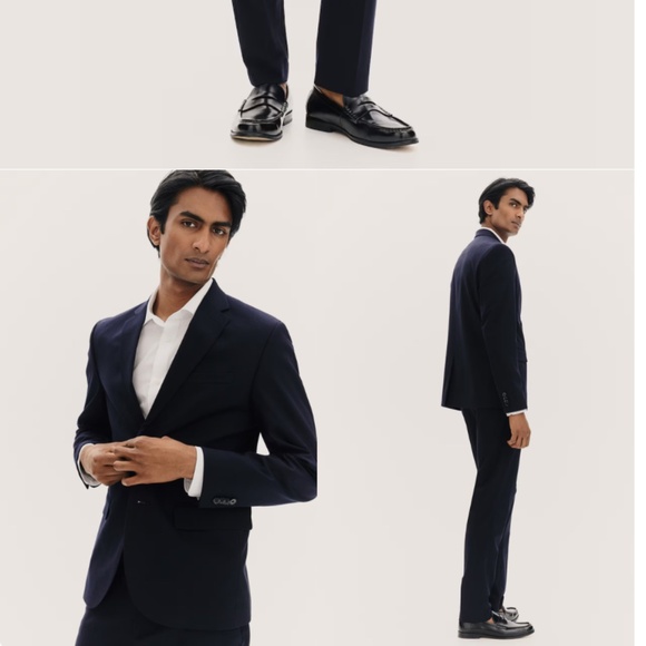 H & M Men’s Suit Jacket and Pants 33 R Slim Fit Navy Blue - Picture 9 of 11